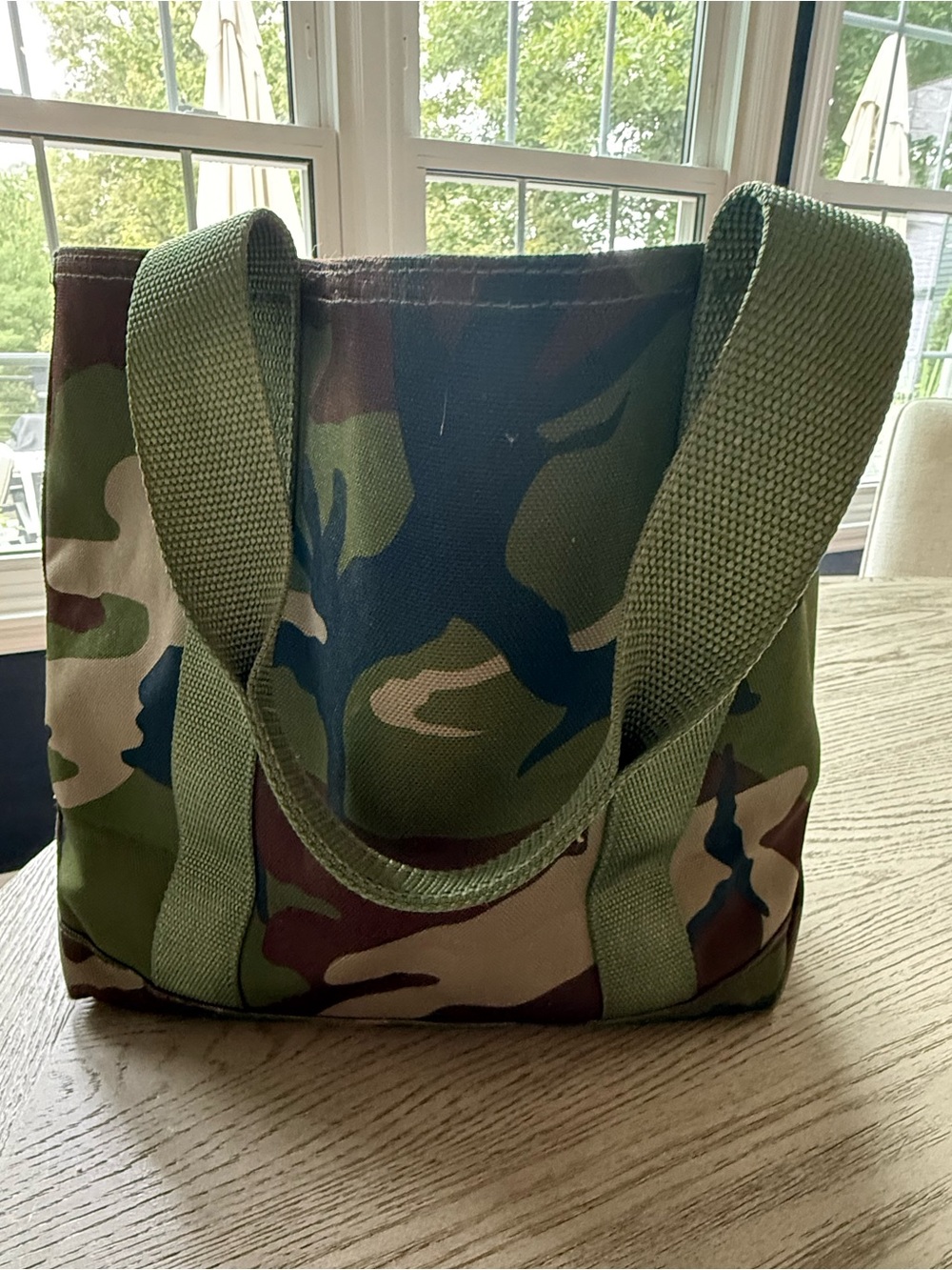 LL Bean Kids Canvas Camo Tote Bag - Olive Green